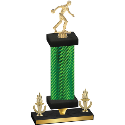 Premium Single Green Carbon Fiber Victory Bowling Trophy