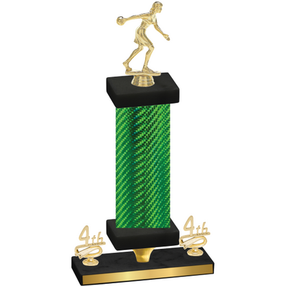 Premium Single Green Carbon Fiber Fourth Place Bowling Trophy