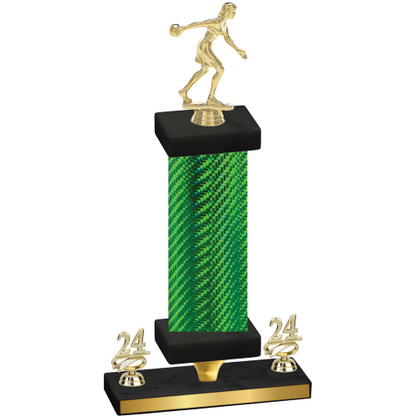 Premium Single Green Carbon Fiber Year Bowling Trophy