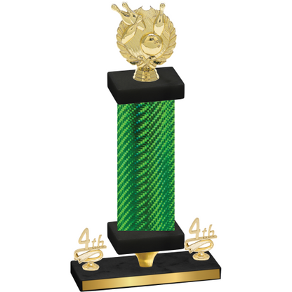 Premium Single Green Carbon Fiber Fourth Place Bowling Trophy