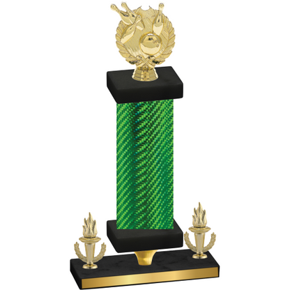 Premium Single Green Carbon Fiber Victory Bowling Trophy