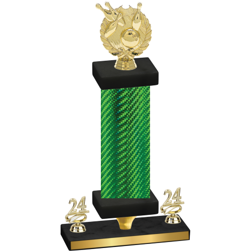 Premium Single Green Carbon Fiber Year Bowling Trophy