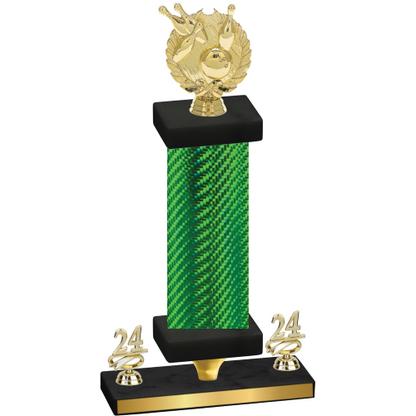 Premium Single Green Carbon Fiber Year Bowling Trophy