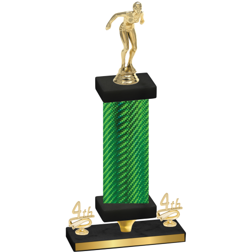Premium Single Green Carbon Fiber Fourth Place Tennis Trophy