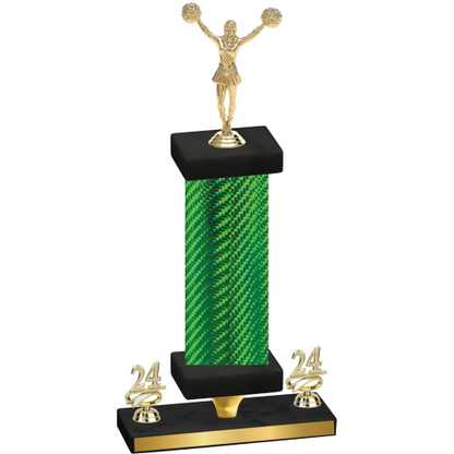 Premium Single Green Carbon Fiber Year Cheerleading Trophy
