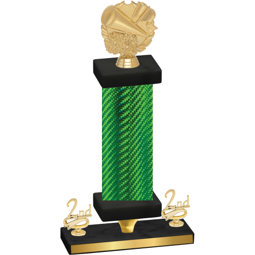 Premium Single Green Carbon Fiber Second Place Cheerleading Trophy