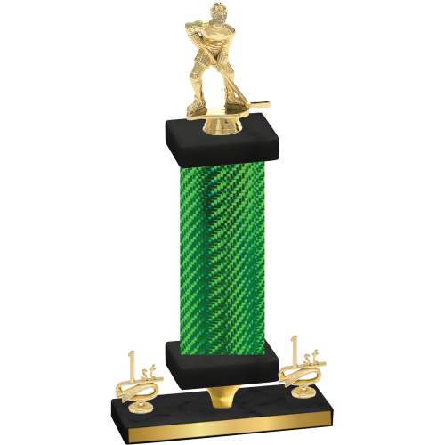 Premium Single Green Carbon Fiber First Place Hockey Trophy