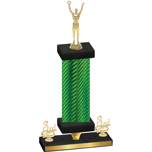 Premium Single Green Carbon Fiber Third Place Victory Trophy