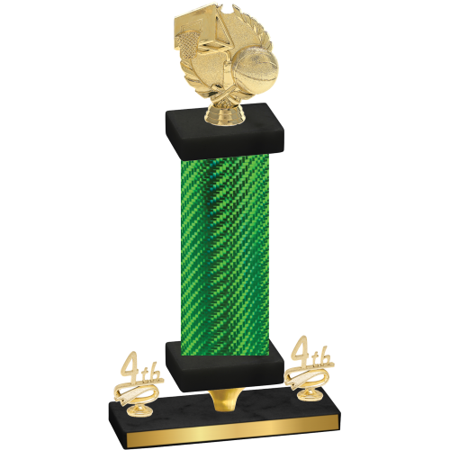 Premium Single Green Carbon Fiber Fourth Place Basketball Trophy