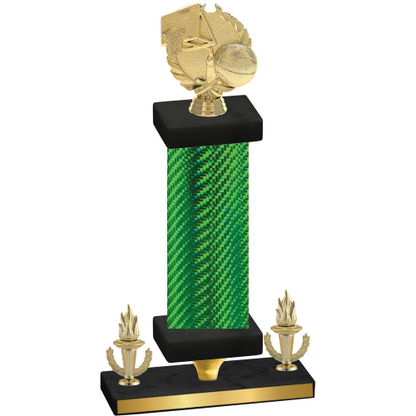 Premium Single Green Carbon Fiber Victory Basketball Trophy