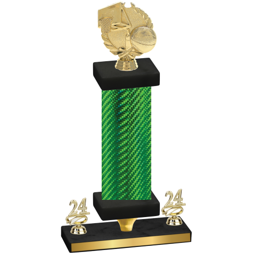 Premium Single Green Carbon Fiber Year Basketball Trophy
