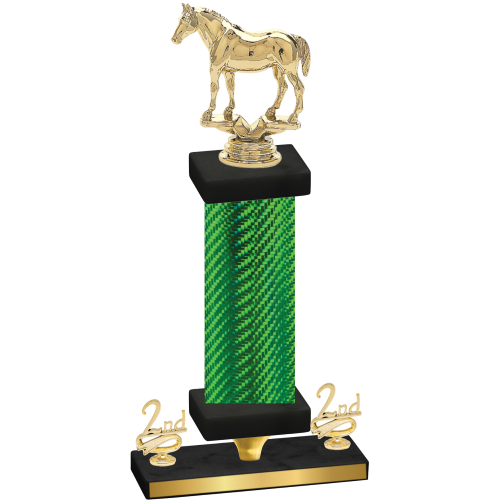 Premium Single Green Carbon Fiber Second Place Horses Trophy