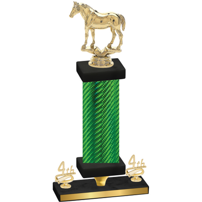 Premium Single Green Carbon Fiber Fourth Place Horses Trophy