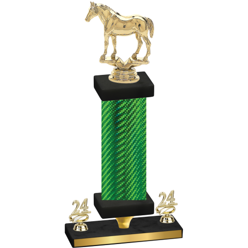Premium Single Green Carbon Fiber Year Horses Trophy