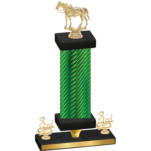 Premium Single Green Carbon Fiber Third Place Horses Trophy