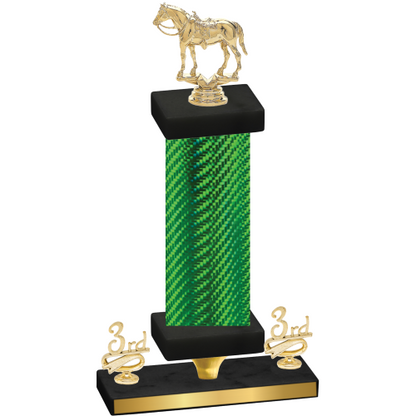 Premium Single Green Carbon Fiber Third Place Horses Trophy