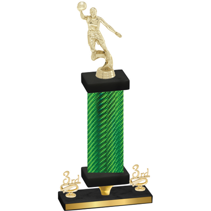 Premium Single Green Carbon Fiber Third Place Basketball Trophy