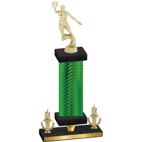 Premium Single Green Carbon Fiber Victory Basketball Trophy