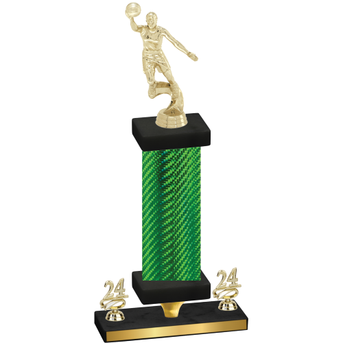 Premium Single Green Carbon Fiber Year Basketball Trophy