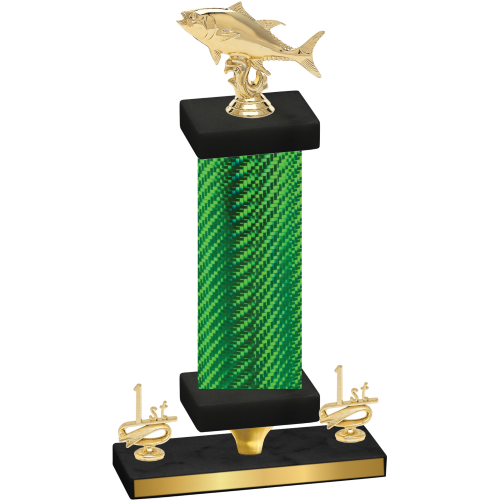 Premium Single Green Carbon Fiber First Place Fishing Trophy