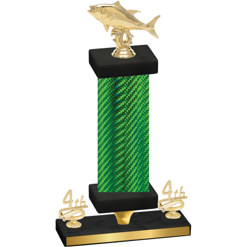 Premium Single Green Carbon Fiber Fourth Place Fishing Trophy