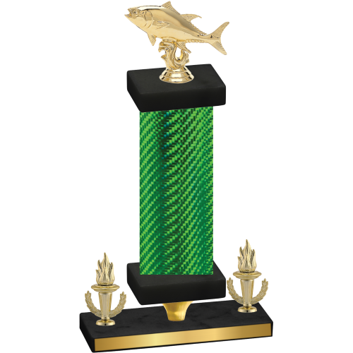 Premium Single Green Carbon Fiber Victory Fishing Trophy