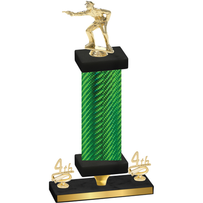 Premium Single Green Carbon Fiber Fourth Place Shooter Trophy