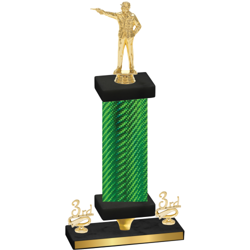 Premium Single Green Carbon Fiber Third Place Shooter Trophy