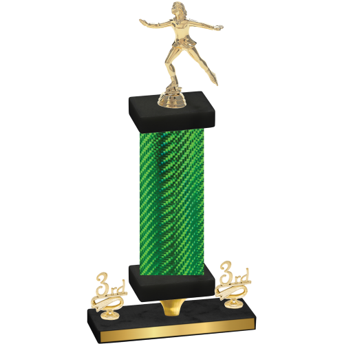 Premium Single Green Carbon Fiber Third Place Skater Trophy