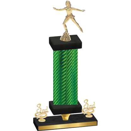 Premium Single Green Carbon Fiber Third Place Skater Trophy