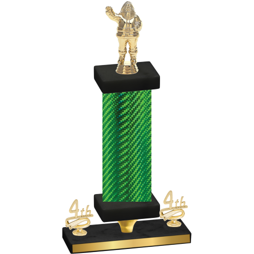 Premium Single Green Carbon Fiber Fourth Place Holiday Trophy