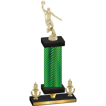 Premium Single Green Carbon Fiber Victory Basketball Trophy