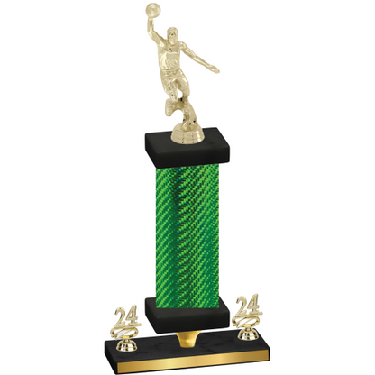 Premium Single Green Carbon Fiber Year Basketball Trophy