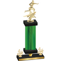 Premium Single Green Carbon Fiber Fourth Place Flag Football Trophy