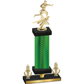 Premium Single Green Carbon Fiber Victory Flag Football Trophy
