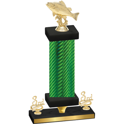 Premium Single Green Carbon Fiber Third Place Fishing Trophy