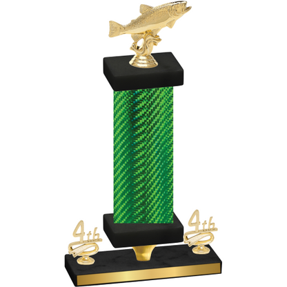 Premium Single Green Carbon Fiber Fourth Place Fishing Trophy