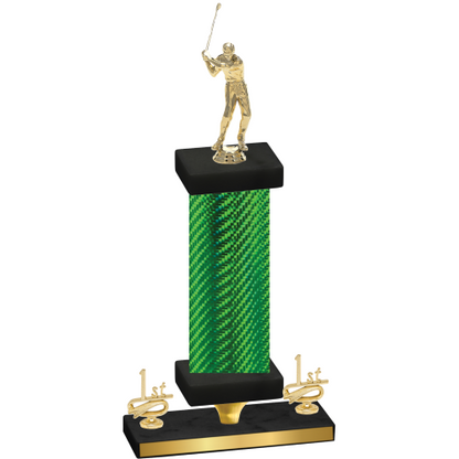 Premium Single Green Carbon Fiber First Place Golf Trophy