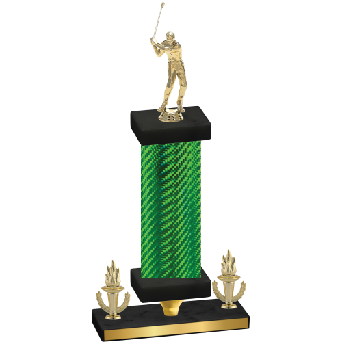 Premium Single Green Carbon Fiber Victory Golf Trophy