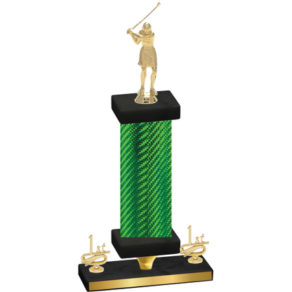 Premium Single Green Carbon Fiber First Place Golf Trophy