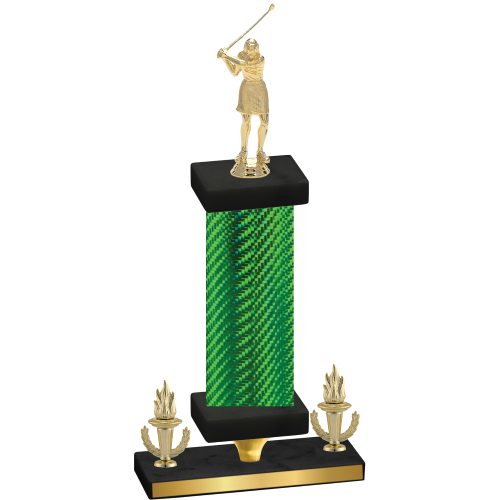 Premium Single Green Carbon Fiber Victory Golf Trophy