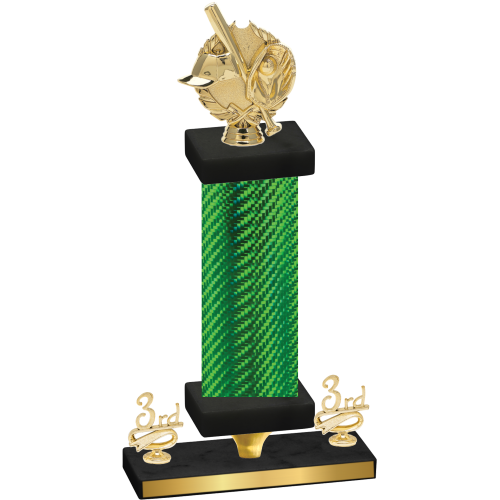 Premium Single Green Carbon Fiber Third Place Baseball Trophy
