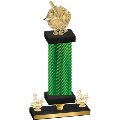 Premium Single Green Carbon Fiber Third Place Baseball Trophy