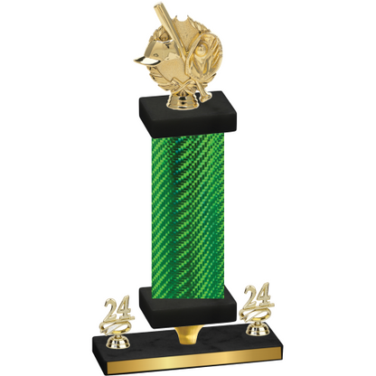 Premium Single Green Carbon Fiber Year Baseball Trophy