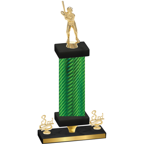 Premium Single Green Carbon Fiber Third Place Baseball Trophy