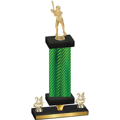 Premium Single Green Carbon Fiber Year Baseball Trophy
