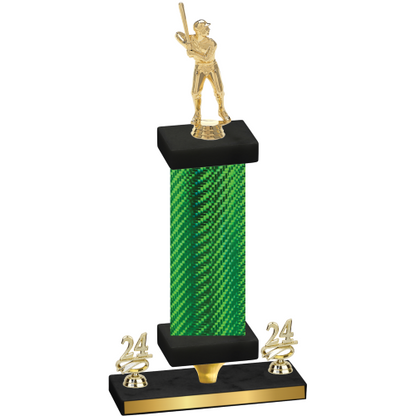 Premium Single Green Carbon Fiber Year Baseball Trophy