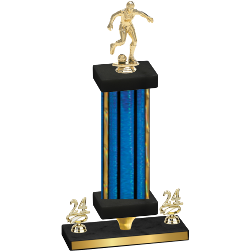 Premium Single Blue Glacier Year Soccer Trophy