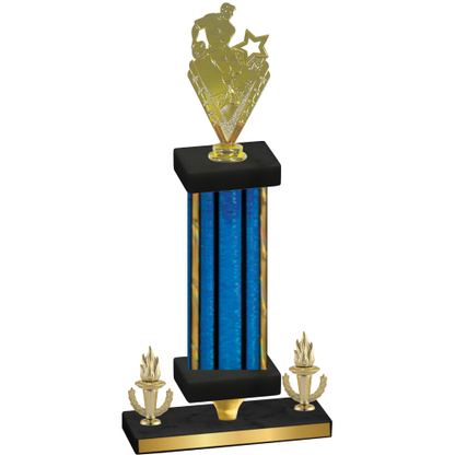 Premium Single Blue Glacier Victory Rugby Trophy