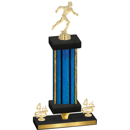 Premium Single Blue Glacier Fourth Place Running Trophy